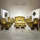 金丝楠木沙发茶几组合高端小叶桢楠家具简约中式实木仿古新品 金丝楠木小叶桢楠孔雀沙发