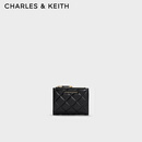 CHARLES&KEITH26春新品菱格纹多卡位短款钱包零钱包女神节生日礼物CK6-10770729 Black黑色 XXS