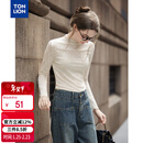 唐狮（TonLion）2025秋冬女半高领净色肌理针织打底衫