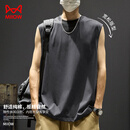 猫人【100%棉】背心男纯棉宽松无袖上衣男士纯色打底运动健身坎肩