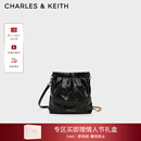 CHARLES&KEITH迷你菱格流浪包单肩斜挎双肩包包女包生日情人节礼物CK2-60782390 【S号】Black黑色 S