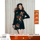 两三事梵高文艺西西里午后2026冬新款金鱼图案毛球摆背心裙连衣裙 黑色 M