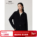 珍贝ZB/珍贝加厚纯羊绒衫女翻领长袖双拉链针织开衫外套2025新品31320 烟熏黑 厚款 XL (110)