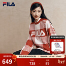 FILA斐乐官方情侣编织衫2026春新款男子女子休闲新年服棋盘格套头毛衣 水华朱-RD S 165/88A/S