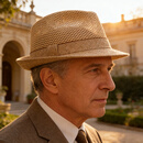 百帽王高档夏季镂空网眼礼帽男绅士亚麻遮阳帽草帽中老年太阳帽透气凉帽 麻青色（出口高档定型款） 可调节中56-57cm