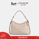 蔻驰（COACH）奥莱女士女包经典标志LAUREL 31号流浪包单肩包斜挎包腋下包礼物 SV/沙黄色/灰褐色