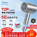 美的（Midea）5亿等离子护发电吹风 家用负离子护发吹风筒 1800W大功率便携吹风机 FJ308银 年会奖品 生日礼物