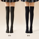 棉竹屋过膝袜子女长筒袜春秋季护膝大腿袜防下滑高筒女士防滑不勒 深灰+黑色 2双 均码 35-39码
