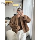 梵蒂沃（FANDIWO）进口天鹅绒貂皮大衣女整貂时尚气质新款青果领水貂毛皮草外套女 帕斯条色 S