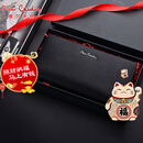 皮尔卡丹男士手包长款牛皮钱包拉链手拿包礼盒送礼情人节黑色