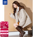 唐狮（TonLion）2025秋冬女针织拼接撞色连帽短款棉衣