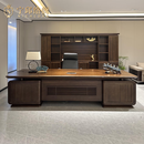 宁邱络阁新中式实木老板桌总裁桌办公桌高级感胡桃木总经理大班台2026新款 2.4米老板桌 【白蜡木】