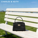 CHARLES&KEITH鳄鱼纹凯莉包手提斜挎婚包包女包生日情人节礼物CK2-50270880-1 Black黑色 S