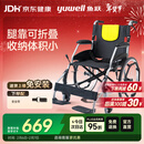 鱼跃(yuwell)手动轮椅车H053C铝合金折背折叠轻便老年残疾人代步