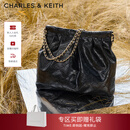 CHARLES&KEITH子母链条大容量流浪包托特包单肩斜挎包女包新年礼物CK2-40671449 【L号】Black黑色 L