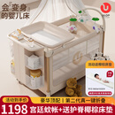 优乐博（ULOP）星梦折叠婴儿床多功能拼接床可移动宝宝床新生儿哄睡神器摇摇床 豪华顶配 一键折叠婴儿床-星河金 摇篮婴儿床带蚊帐尿布台-送棕垫
