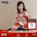 FILA斐乐官方情侣编织衫2026春新款男子女子休闲新年服棋盘格套头毛衣 水华朱-RD S 165/88A/S