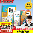 墨点字帖 2026新版 六年级下册语文同步 笔顺笔画同步练字帖视频版 附赠听写默写本 人教版6年级课外阅读铅笔字帖楷书描红本生字偏旁部首拼音控笔训练字帖 （共2册)