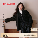 EP雅莹[唐嫣同款]皮质感短裤女 miu系黑色高腰裤子 商场同款6203A 黑色 XL