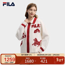 FILA斐乐官方马上起飞腮红毛衣女士编织开衫2026春季宽松翻领保暖上衣
