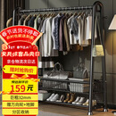 顺优衣架落地衣帽架挂衣架卧室客厅可移动晾衣收纳架黑色150cmSY-406