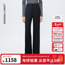 朗姿深灰色直筒裤腿羊毛西装裤女压褶通勤风西服裤2025年冬季新款 深灰色 M