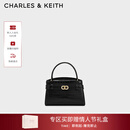 CHARLES&KEITH鳄鱼纹凯莉包手提斜挎婚包包女包生日情人节礼物CK2-50270880-1 Black黑色 S