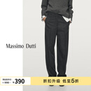 Massimo Dutti折扣季2026女装都市百搭智性通勤风羊毛混纺条纹休闲裤05054901 黑灰色 36 (165/66A)