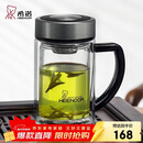 希诺（heenoor）双层玻璃杯带把手高档泡茶杯子男家用办公透明水杯XN-9321 435mL