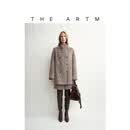 THEARTM经典荡领纯羊毛毛呢短大衣复古廓形秋冬外套 灰咖色 M