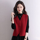 【爆款热卖】新年红新中式针织马甲女外穿叠穿坎肩短款毛衣背心 红色(加厚保暖) M (建议90-120斤)