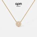 APM Monaco Soleil时尚金黄色星罗盘项链圆形吊坠送女友项链