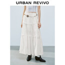 UR2026夏季新款女装休闲花边蝴蝶结超宽松棉质半裙UYL560024+ 本白 S