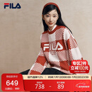 FILA 斐乐官方马上起飞情侣长袖毛衣女编织衫休闲棋盘格套头上衣男