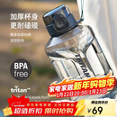 乐扣乐扣（LOCK&LOCK）小水库大容量塑料运动水杯户外冷水壶刻度把手男女杯子2.2L灰色