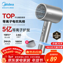 美的（Midea）5亿等离子护发电吹风 家用负离子护发吹风筒 1800W大功率便携吹风机 FJ308银 年会奖品 生日礼物