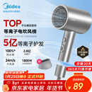 美的（Midea）5亿等离子护发电吹风 家用负离子护发吹风筒 1800W大功率便携吹风机 FJ308银 年会奖品 生日礼物
