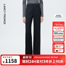 朗姿深灰色直筒裤腿羊毛西装裤女压褶通勤风西服裤2025年冬季新款 深灰色 L