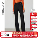 朗姿复古通勤高弹喇叭裤西裤冬季新款职业气质高腰女士西装裤长裤 黑色2加绒 M