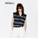 MO&Co.【C+系列】针织衫轻薄醋酸棉宽肩航海系条纹经典通勤风摩安珂 蓝白条色 S /160
