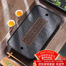 尚言坊天然乌金石茶盘带排水储水式小型家用轻奢高端大气茶托盘干泡茶台