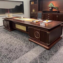 南啵丸新中式老板办公桌木实木董事长大班台电脑桌书桌书柜家俱定制 3.6米书柜组合乌金木