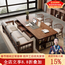 森圆木方实木大书桌去客厅化大长桌家用办公电脑桌带抽屉多人学习写字桌子 豪华220三抽+沙发椅*1+公主椅*2