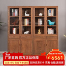 唐煌轩红木家具非洲鸡翅木（学名：非洲崖豆木）实木书柜书架中式仿古书橱多层展示柜玻璃门置物柜 196*38*198cm一对