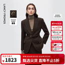 朗姿【高智系列】老钱风高端羊毛西装通勤西服女2025年冬季新款 深咖色2 M