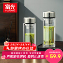 富光玻璃杯双层带茶隔大容量水杯 高档商务泡茶杯 高硼硅杯子500ml