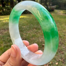 冰种翡翠手镯飘阳绿正品玉手镯真品玉镯子冰糯种高端缅甸翡翠镯子 59mm