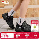 FILA 斐乐官方男鞋FLUID 7老爹鞋2026春季新款猫爪7代休闲鞋运动鞋 黑/太空银-BS 42