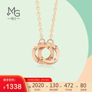 周生生小圆珠彩金项链18K玫瑰金套链含吊坠环环相扣91979N定价 47厘米