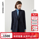 朗姿【Basic衣橱】羊毛正装气质西服女秋秋新款西装外套设计感 暮色藏蓝色4 L